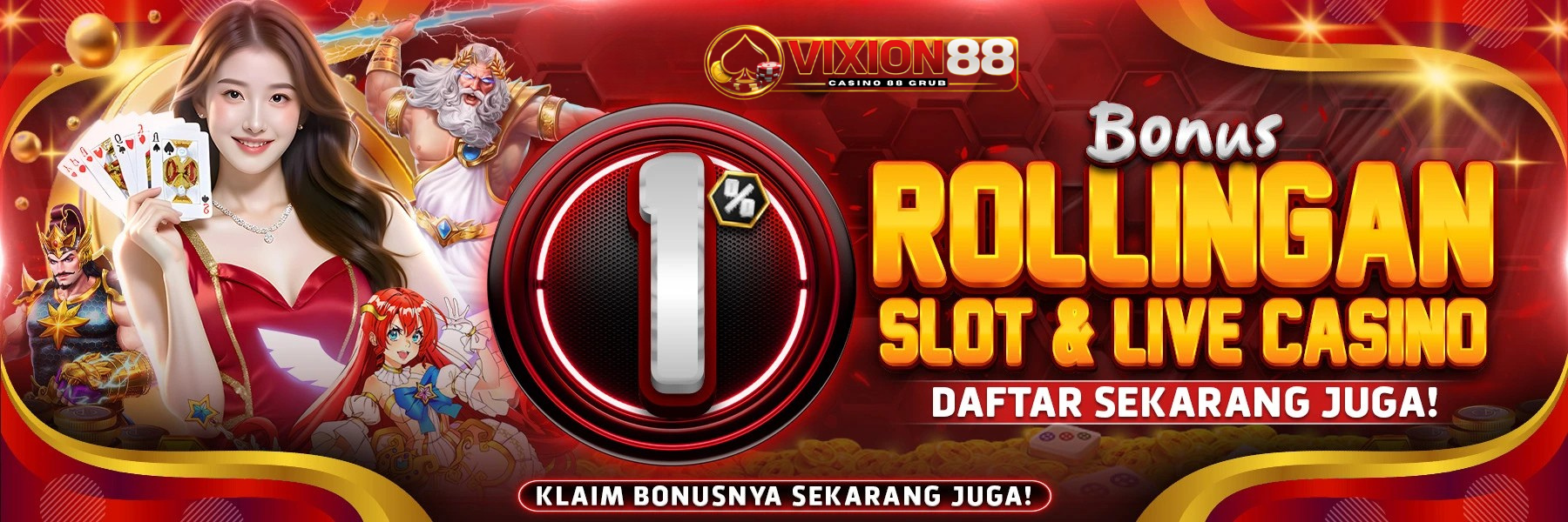 BONUS ROLLINGAN SLOT & CASINO 1%